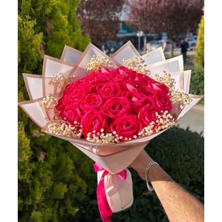 Pembe 21 Yapay Gül Buketi